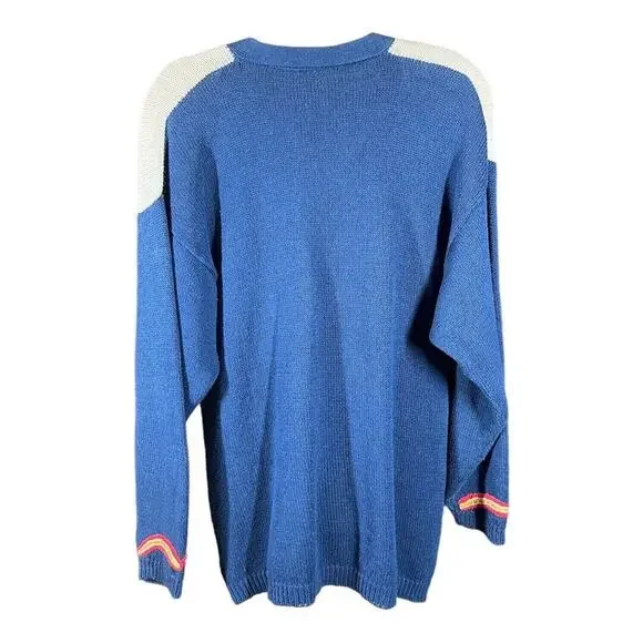 Limited Editions Vintage Nautical Embroidered Button Cardigan Sweater 80s 90s L - Picture 5 of 10